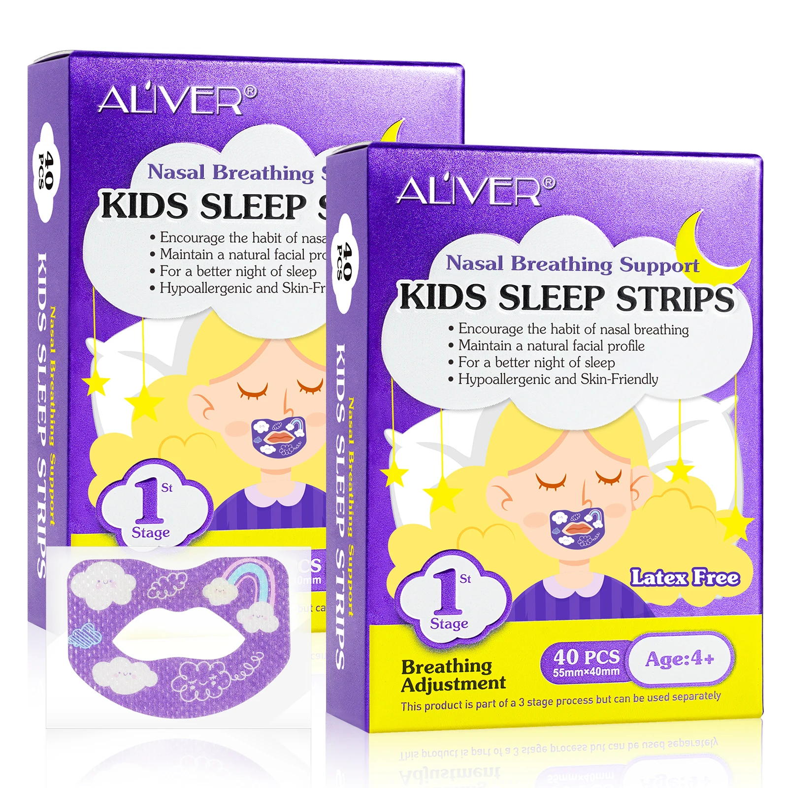 

ALIVER private label nasal breathing support improve nighttime sleeping kids sleep breathing adjustment anti snore mouth tape