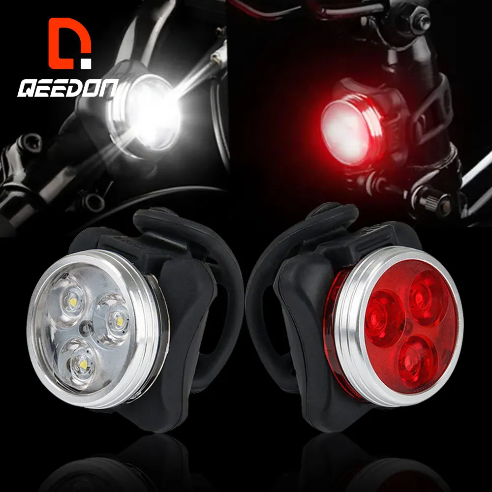 

Qeedon 6 led usb rechargeable luces bicicleta bicycle safe bike tail light bicycle front and back light bicycle safety light, Black