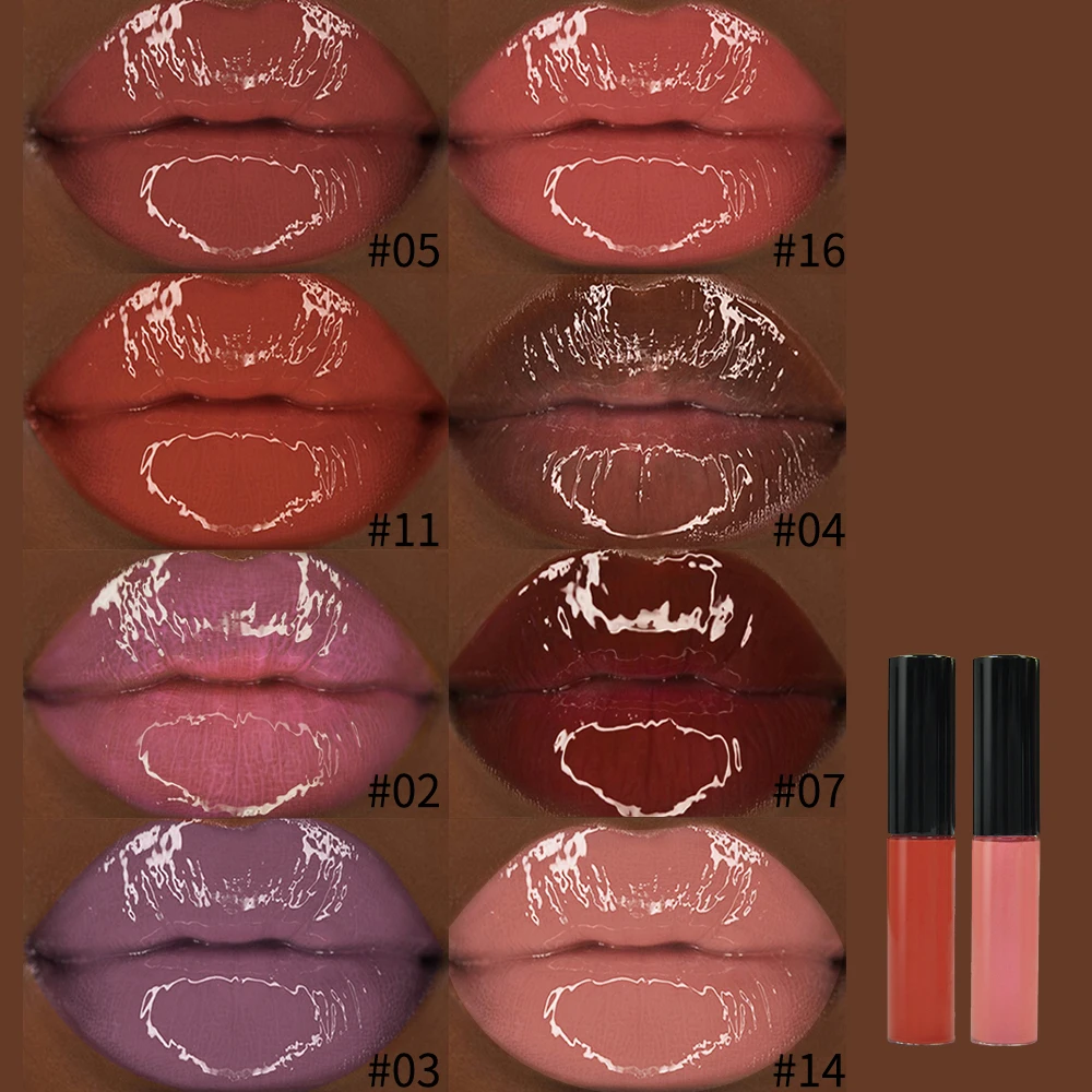 

Customized vegan lip gloss base brown red nude pigment lip gloss, Multi-colors/custom color