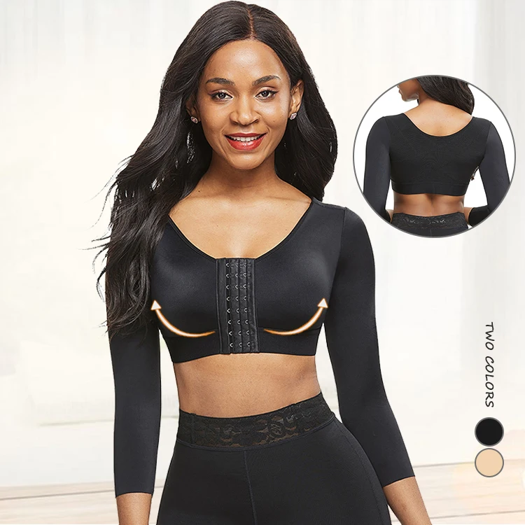 

High Elasticity Slimming Push Up Post Surgery Bra Corset Shaper Ladies Brassier Crop Top, As shown