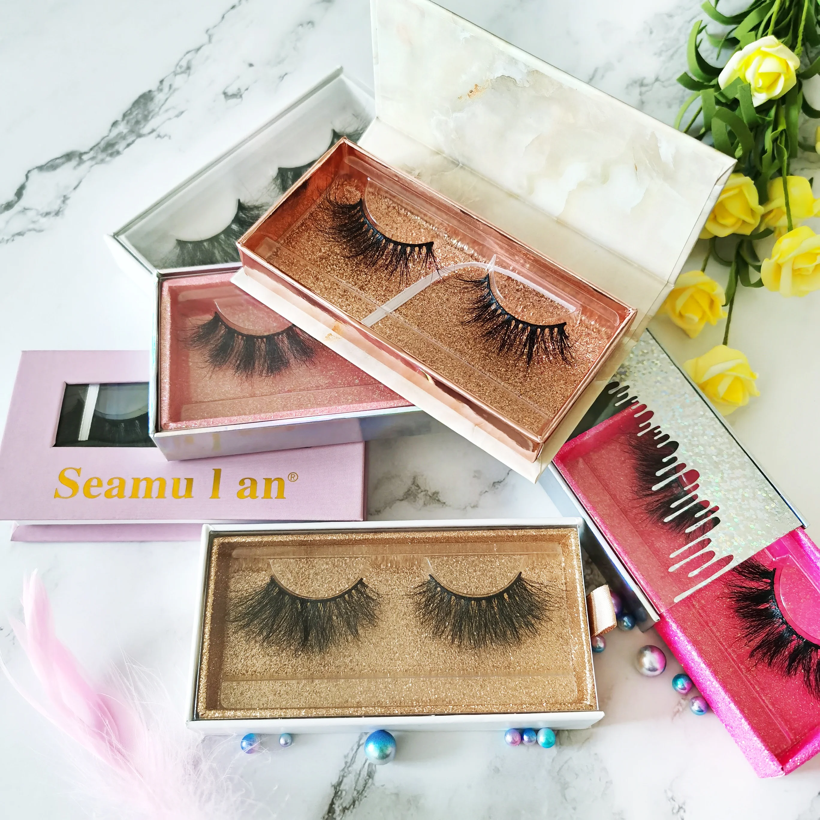 

Professional 25mm Long diamond Mink fur Eyelash With Certificate