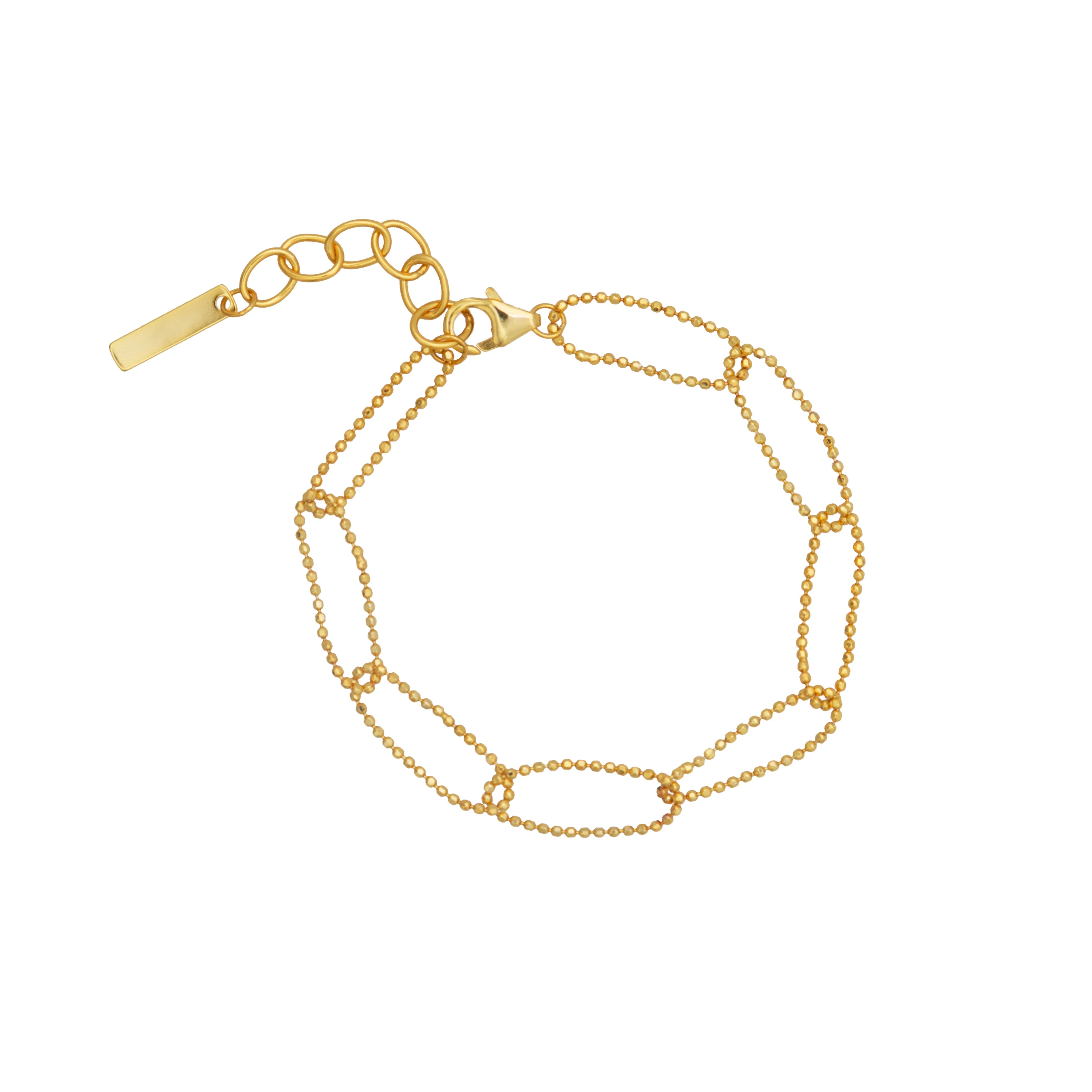 

Chris April In stock French style 925 sterling silver gold plate Round bead soft chain bracelet for women