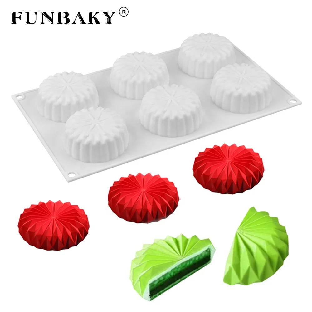 

FUNBAKY 6 hole silicone mold molde de silicone para resina round shape mousse cake baking tools, Customized color