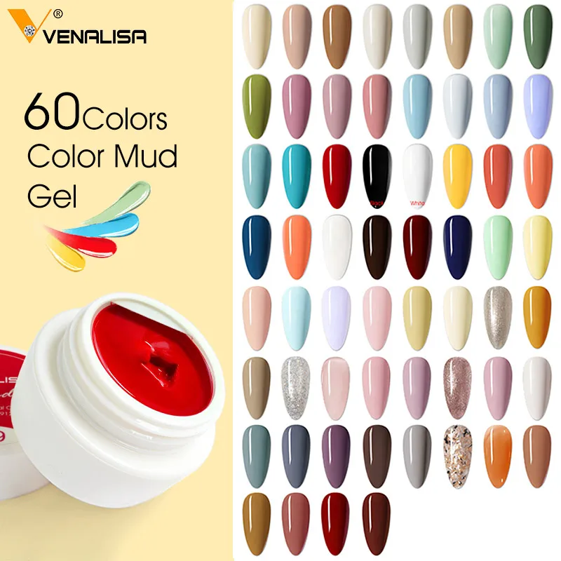 

venalisa 60 colors mud gel UV/LEDnail art painting color gel 5g cream one stroke nail art design gel polish enamel pigment OEM