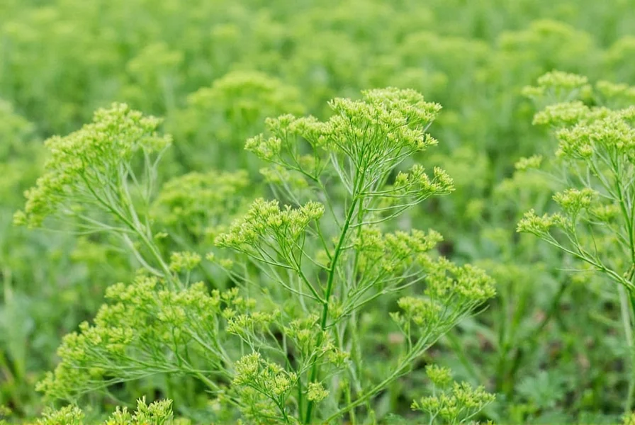 Homegrown dill plants in a garden bed