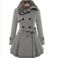 

New design warm long plus size double breast sur collar winter coat women