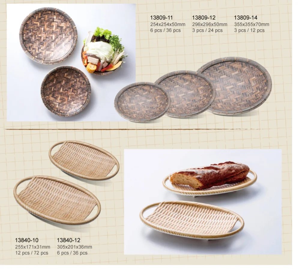 

Natural emulation bamboo style Melamine plates home fruit plate snack plate, Customized