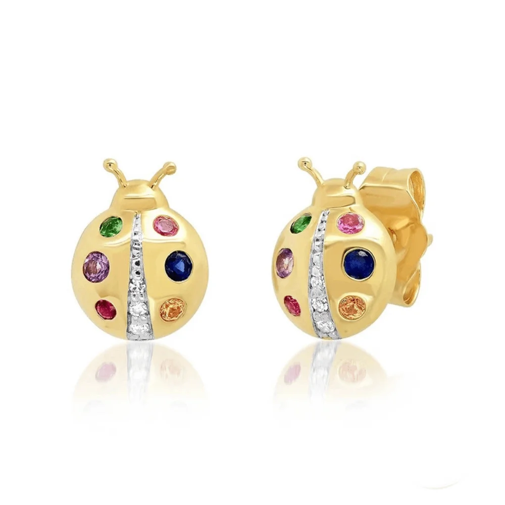 

miraculous ladybug earrings sterling silver 925 stud earring women, Gold and silver