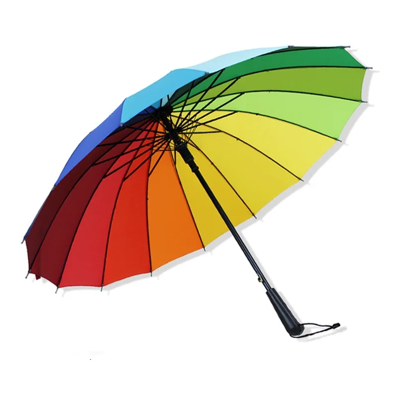 

Wholesale Custom 16k Automatic Rainbow Umbrella Customizable Logo Straight Umbrella