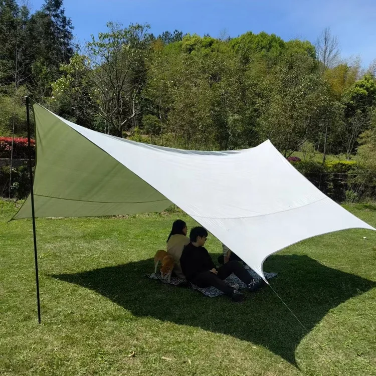 Lightweight Oxford Waterproof Tent for 5-8 People Hammock Sun Shelter Shade Tarp Awning Canopy Poles Stakes Outdoor Camping