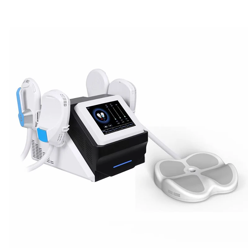 

Portable Muscle Stimulation Body Shaping Machine 4 Handle Electric Muscle Stimulator Emslim Slimming Machine, Dark gray/ white