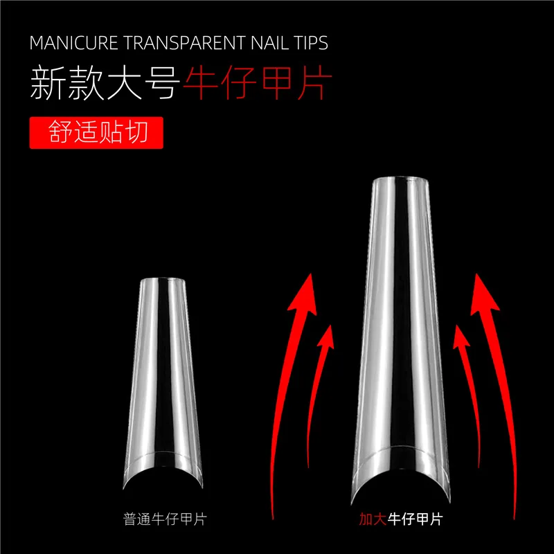 

Youvi 500pcs/box Acrylic Extral Long Nail Tips Over 4CM Bulk Clear Full Cover Nail Tips For Wholesale