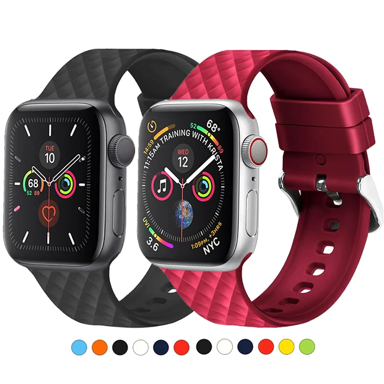 

New Silicone Rhombic Strap For Apple Watch Series 6 5 4 3 2 1 Sport Silicon Band Rhombic Belt Bracelet Watchband