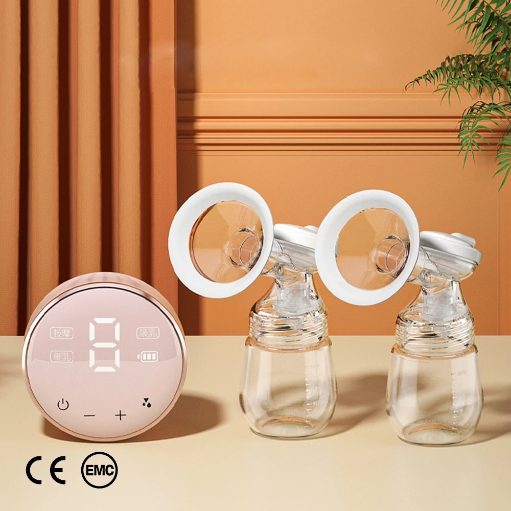 

Touchscreen Led Display Double Electric Breast Pump Hospital Grade Portable Tire Lait USB Rechargeable Power Breast Pump, Pink, green