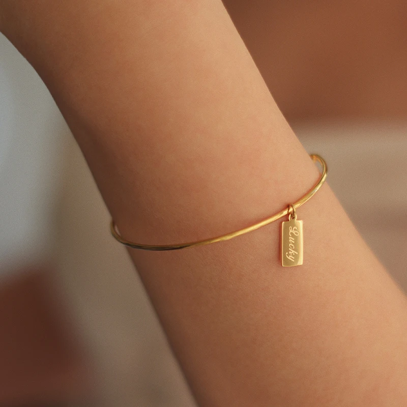 

Lucky Charm Jewelry 18K Gold Plated Stainless Steel Wire Cuff Bangle Bracelet, Gold, silver, rose gold, black