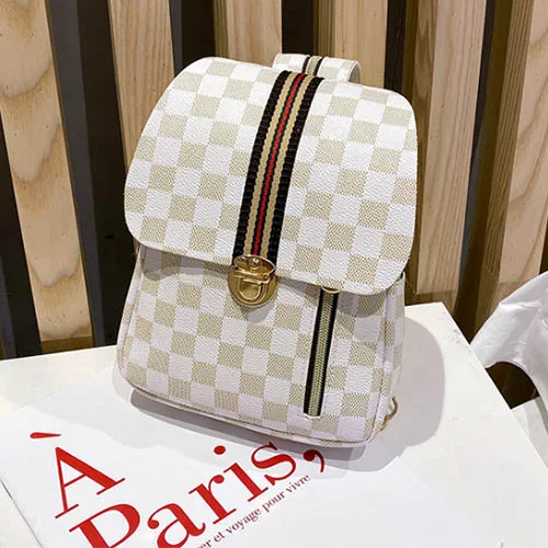 

2021 new women bag checkered PU messenger bag backpacks