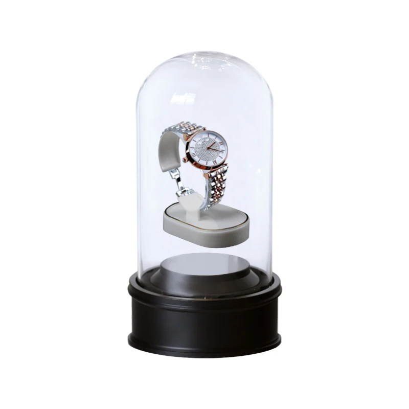 

2021 Amazon hot-selling high-quality glass protective cover 360-degree rotating display levitation watch display box, Clear