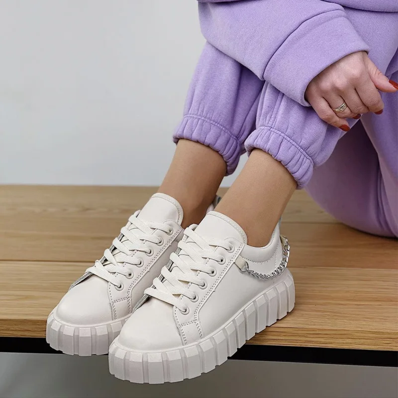 

2022 wholesale women's platform casual shoes breathable fashion white sneakers lace up women's sneakers fashion show shoes, Black,white