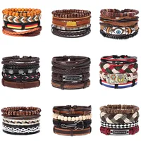 

Wholesale Handmade Men Accessories Leather Bracelet Men Custom Hand Rope Woven Bracelet