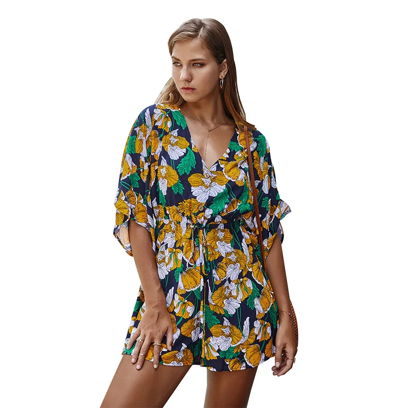 

2020 New Arrivals women short sleeve Floral printed short jumpsuits women ladies Playsuits
