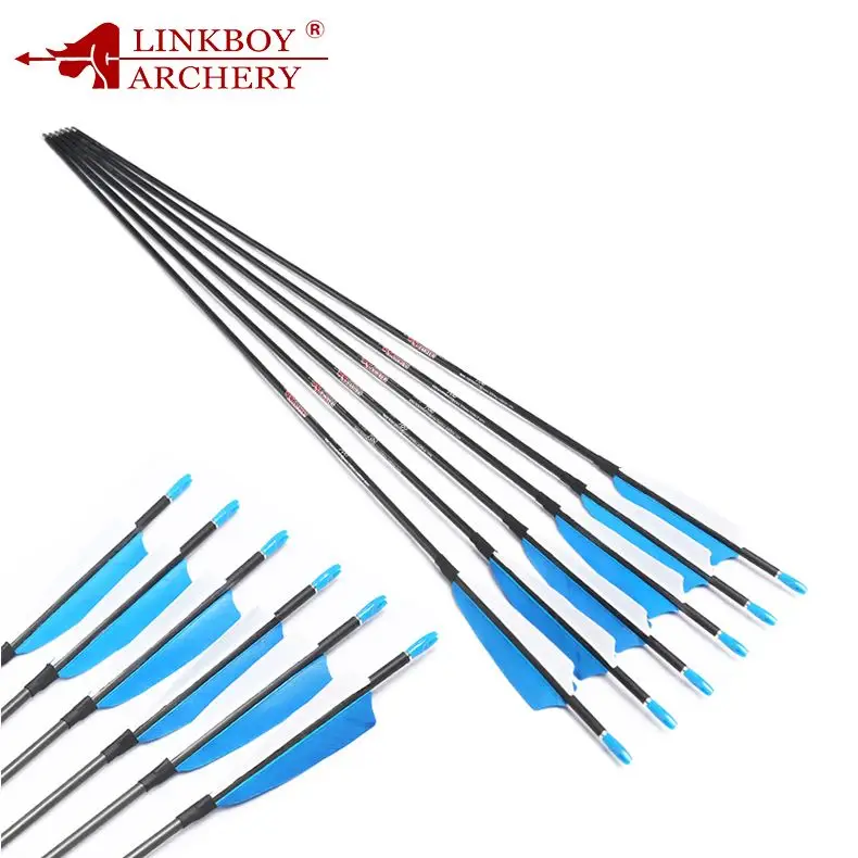 

Archery Carbon Arrow .165'' ID4.2mm Arrow Pure Carbon Spine300-1200 With 4inch Turkey Feather