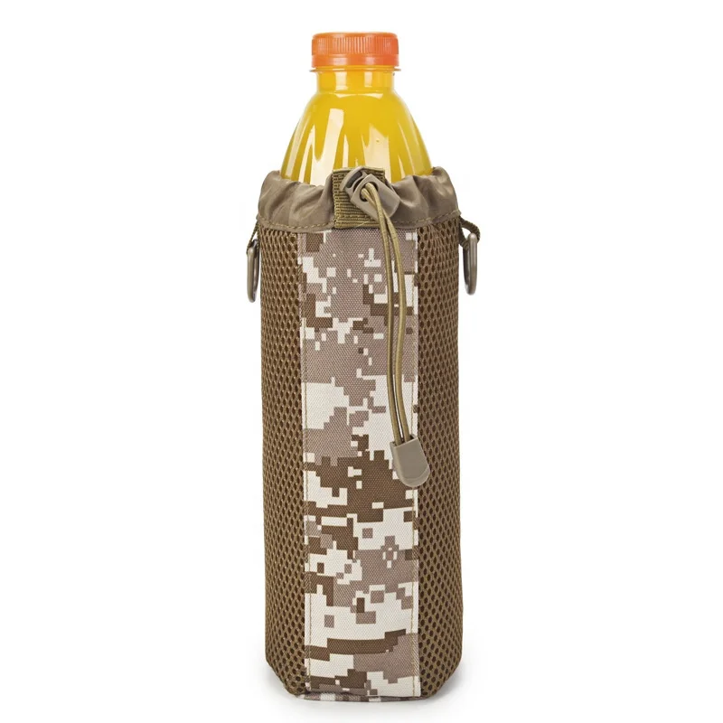 

AJOTEQPT Tactical Military MOLLE Water Bottle Pouch Drawstring Travel Water Bottle Bag
