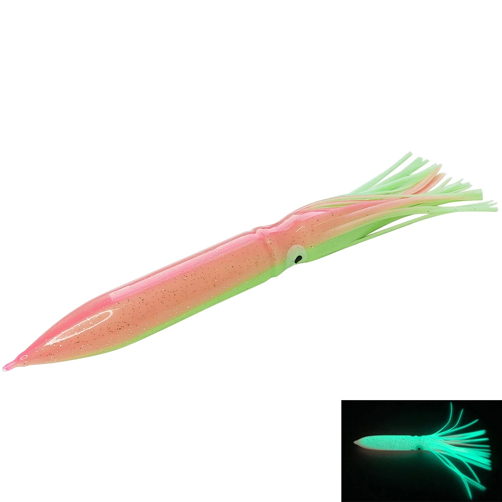 

Newbility 31cm 52g souple octopus soft fishing lure luminous eyes big squid skirts fishing lures with hole, Multi colors