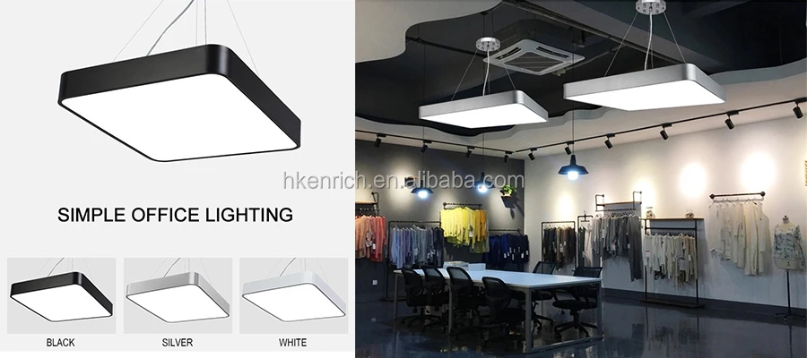 LED Office Pendant Light White Black Iron Lamp Led Chandelier for Clothing Store Restaurant Ring Lighting