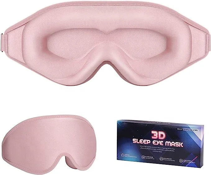 

3D Custom Logo Black Sleeping Eye Mask Memory Foam Travel Sleeping Eyemask for False Eyelash Extensions Yoga Travel