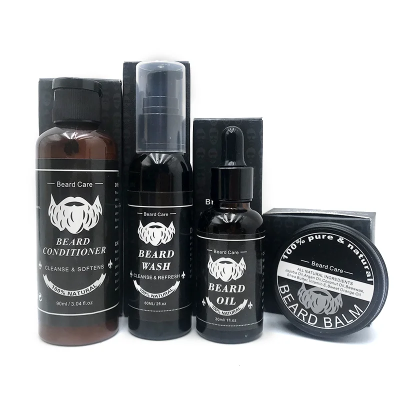 

Butter Wax Serum Wash Beard Care Product Shampoo Set Roller Mens Grooming Private Label Balm Oils Kit Comb Growth Kit Beard Oil