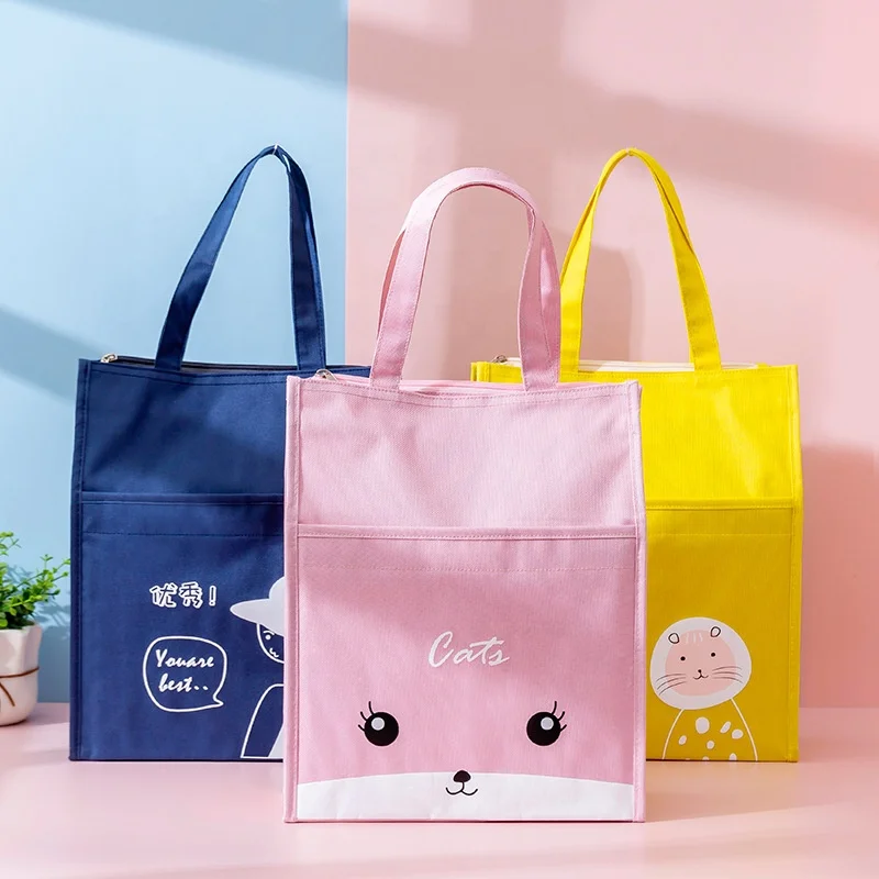 

Korean Cartoon Double Layer Large Capacity Training A4 Portable Children's Art Bags T Shape Book Tote Bag