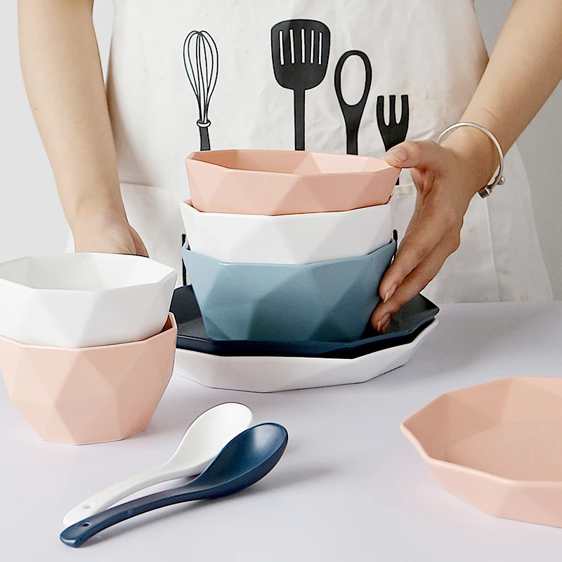 

nordic style matte multi-colored wedding restaurant used tableware soup ramen bowls salad ceramic bowl for sale