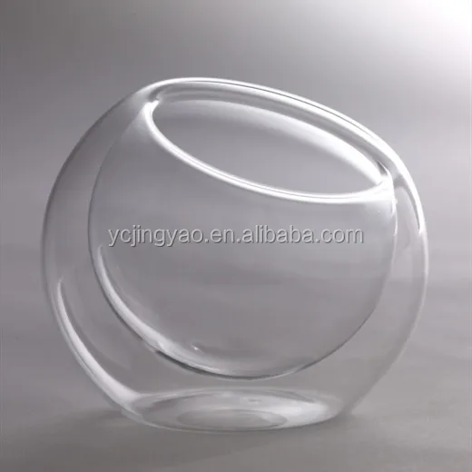 

Handblown Slanted Clear Borosilicate Double Wall Glass Terrarium