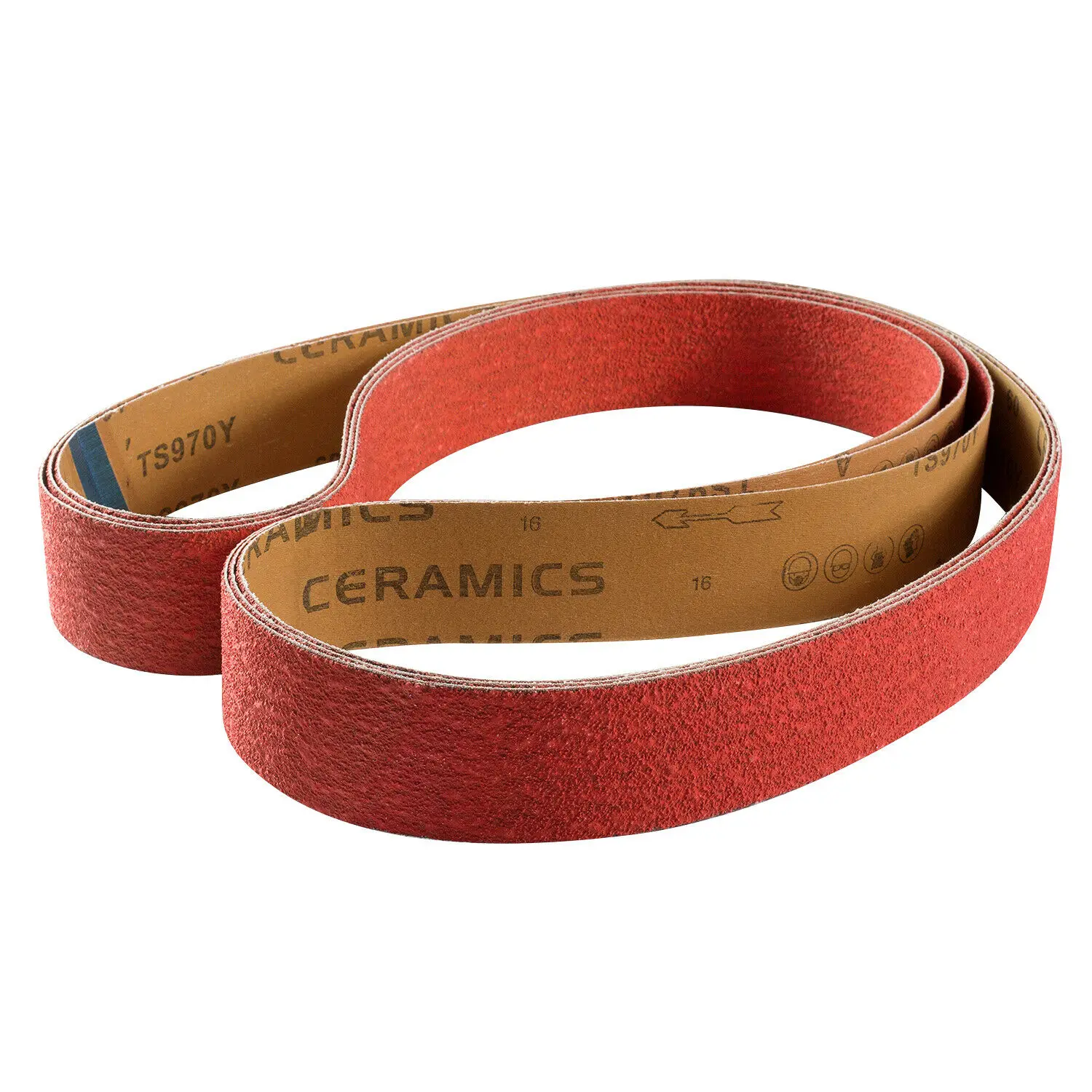

SATC 3 PCS 2'' x 72" 60 Grit Ceramic Sanding Belts Y-wt Backing Abrasive Belt For Polishing, Orange red