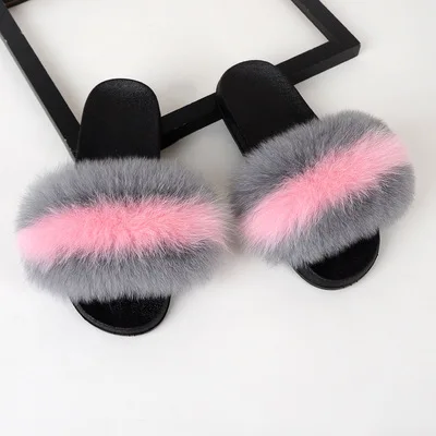 

real gox fur slippers kids slides fur fur flip flop slippers, Customized color