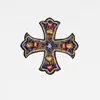 Kavatar Bead Heavy Embroidery Applique Rhinestone Large Cloth Sew Decorative Accessories Cross Patch