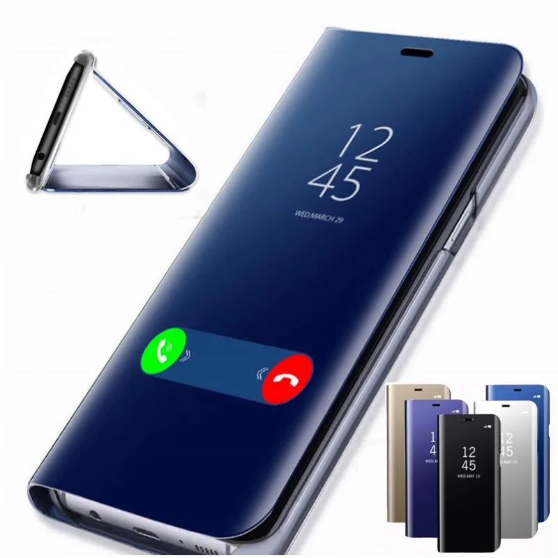 

Flip Smart Case Electroplating Mirror luxury Cover phone case for For Samsung Galaxy S7 S6 Edge S9 S8 S10 Plus lite J5 J6 J7