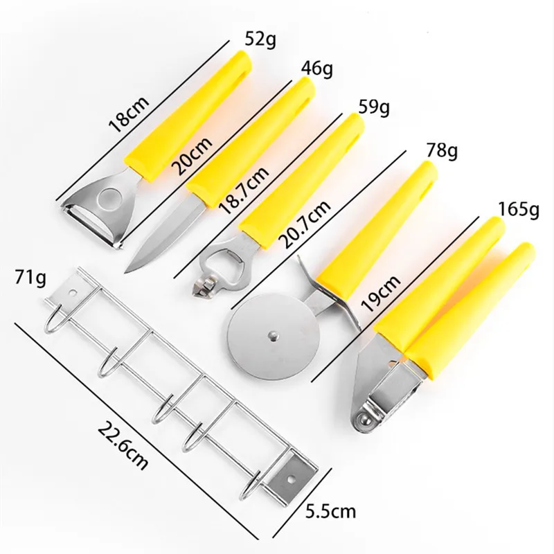 

2021 New Product Idea High Quality 5 Pieces Pizza Cutter Plate Bowl Clip Bottle Opener Kitchen Cutter Accessories, Yellow