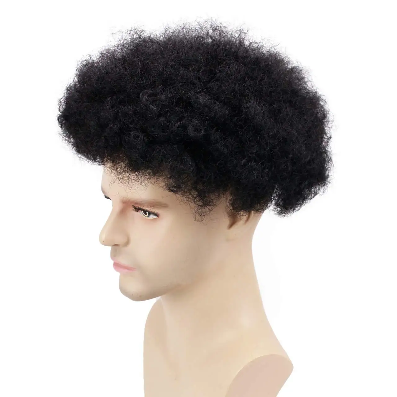 

Free Sample remy Black Kinky Afro Curly Wig Men toupee Lace Human Hair Piece For Black Men