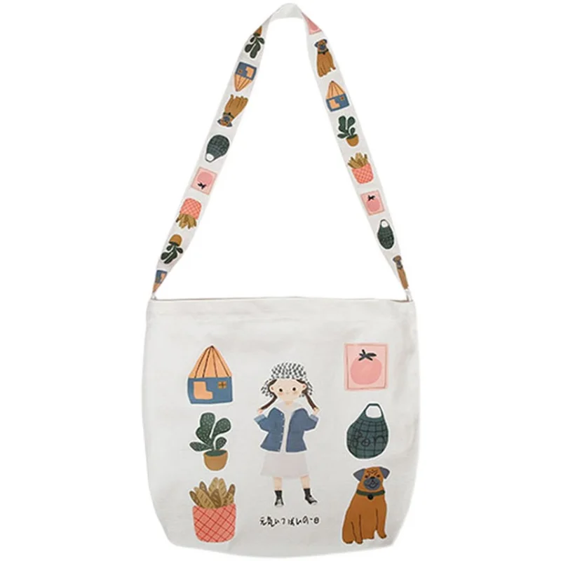 

Bolsas De Tela Wholesale Funny Printing Eco-friendly 12 OZ Cotton Canvas Shopping Bag Reusable Tote Bag With Zipper Pocket