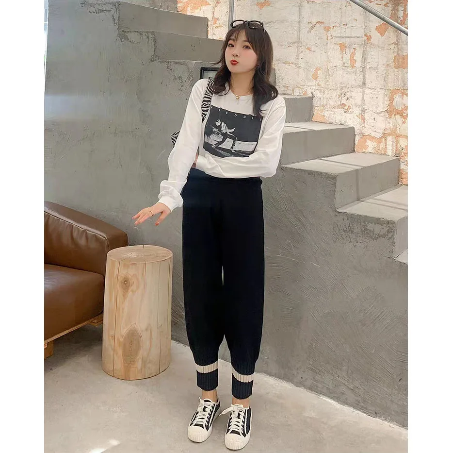

long female high fashion sports pants ladies 2021 slim black woman jogger sweat pants plus size pants