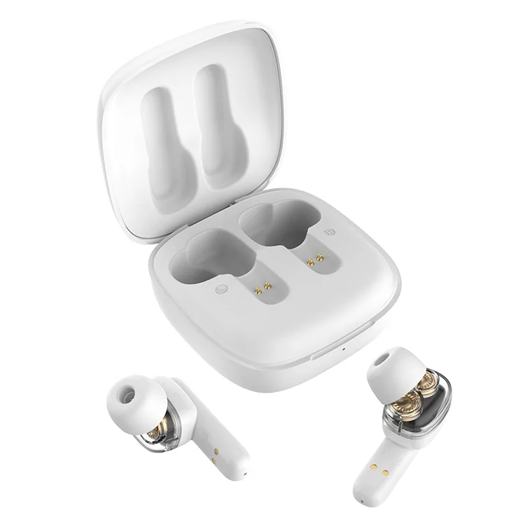 

Custom LOGO Double Core Components Super Bass Earphones Bluetooth True wireless Speaker Fingerprint Control Earphone Accessories, White/black