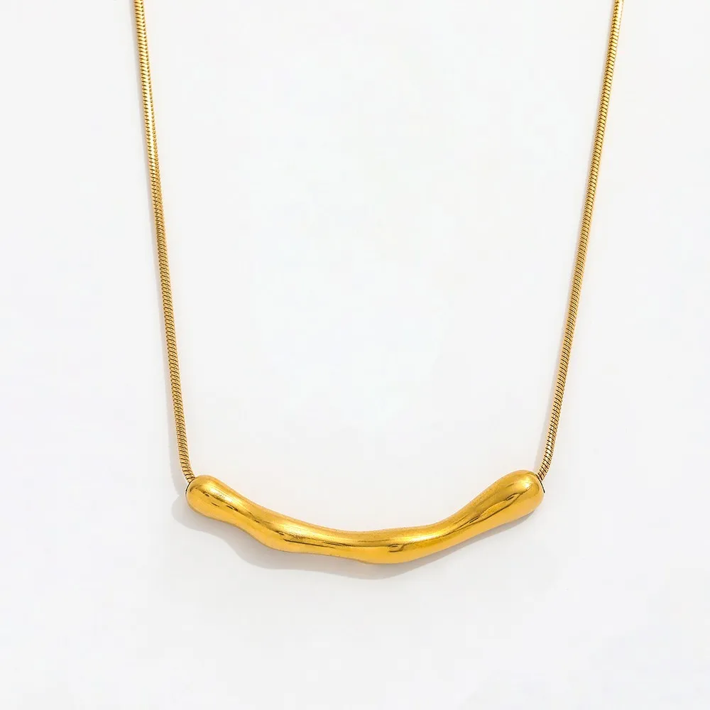 

Joolim Jewelry 18K Gold Plated Bamboo Pendant Snake Chain Necklace Dainty Necklace