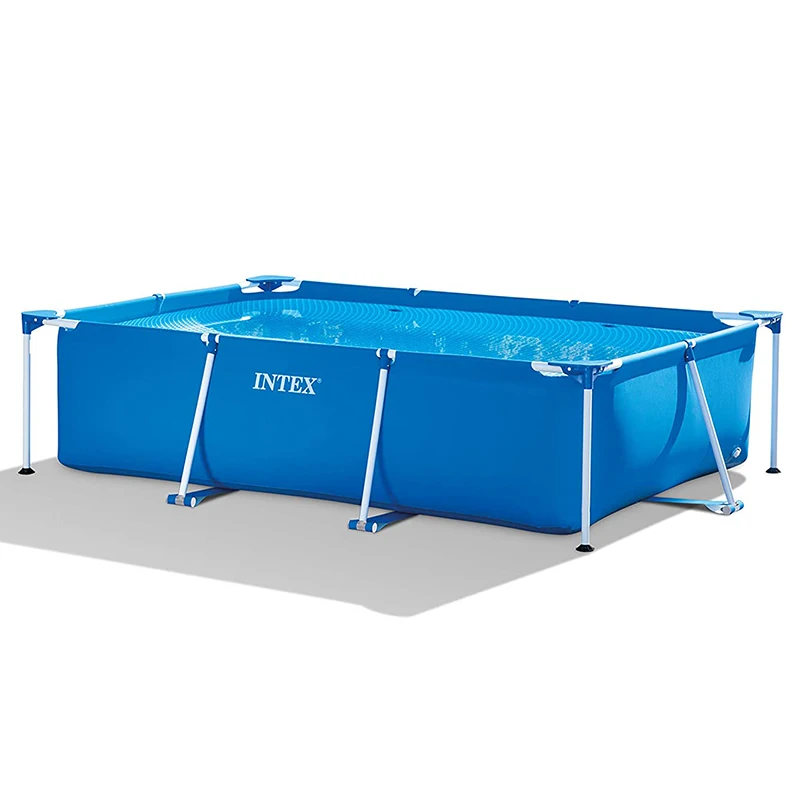 

Intex 28272 PVC Easy Set Rectangular Metal Frame Above Ground Family outdoor Swimming Pool, Blue