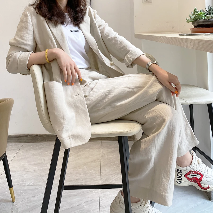 

2021 New Fashion Femme Blazers Coats For Ladies Plus Size Spring Summer Casual Linen Single Breasted Women'S Jackets Coats, Custom color