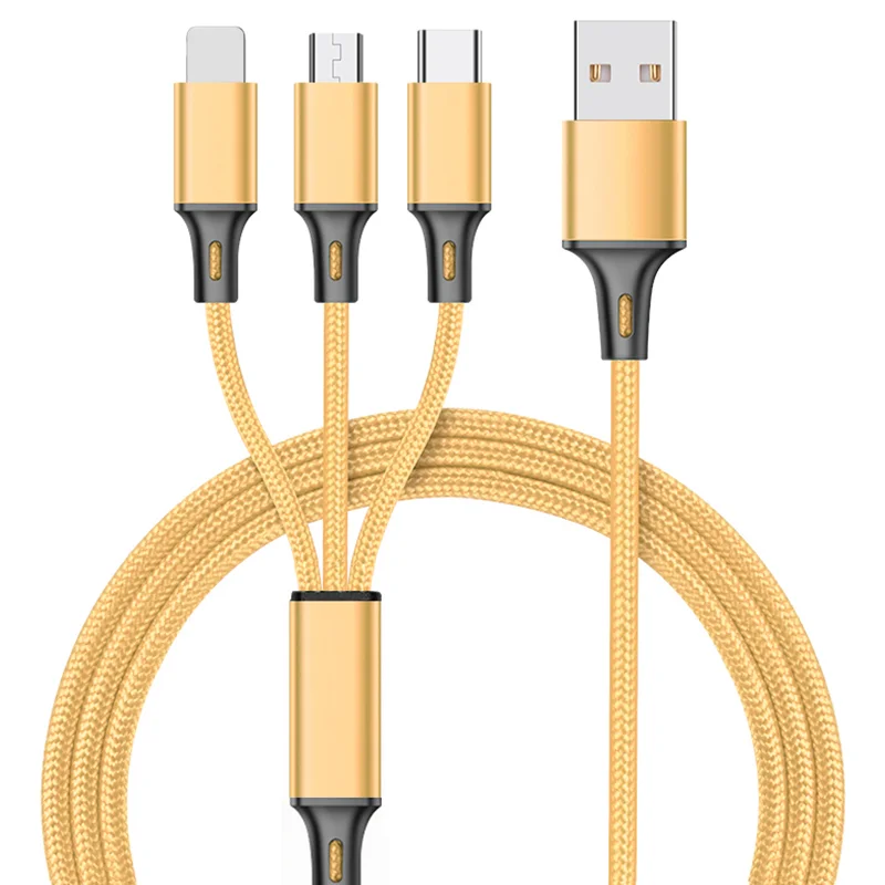 

Cheapest Mobile Phone Cables Micro Usb 3 In 1 Charger Cable Braided Universal Type C 3 in 1 Charging Data Cable For Phone