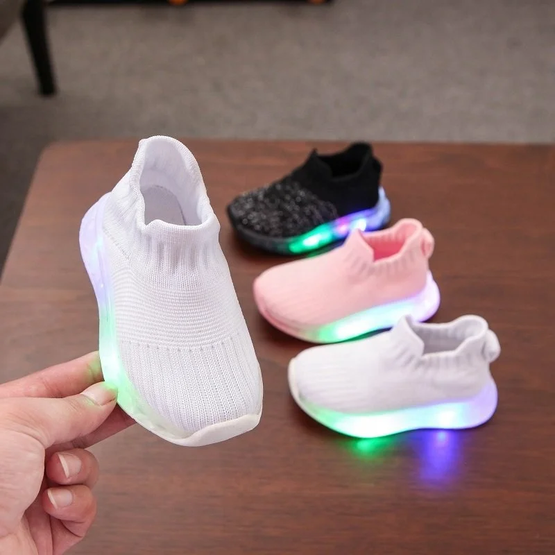 

Size  Baby Anti-slippery Luminous Sneakers For Girls Wear-resistant Sneakers Children Casual Shoes Boys Led Light Up Shoes