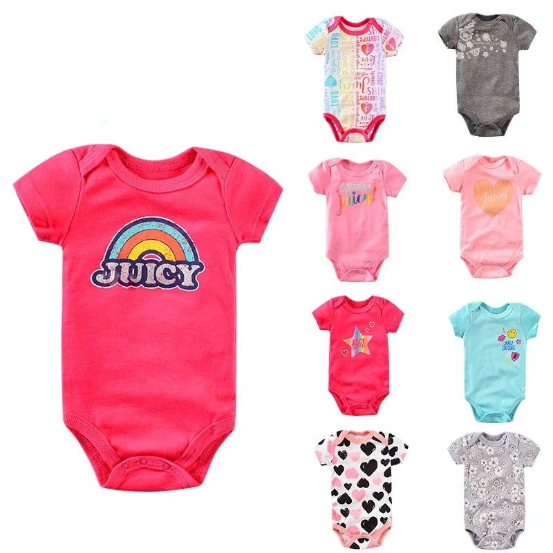 

RTS spring summer short sleeve knit newborn girl clothes baby bodysuit jumpsuit onesie baby rompers