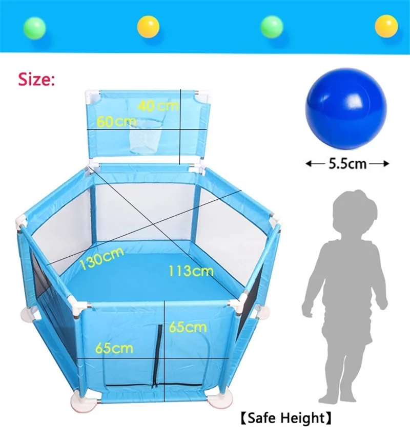 Hot Sell Baby Play Yard Folding Safety Fences Playpen+Wave Toy Ball L0229