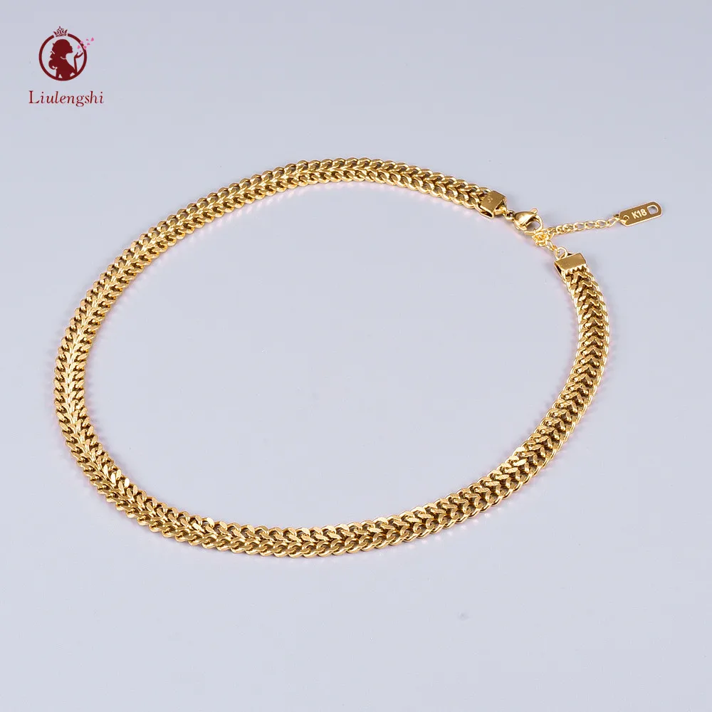 

Simple Fashion Stainless Steel Cuban Chain Necklace Gold Color Thick Cuban Linked Choker Necklace Jewelry For Women